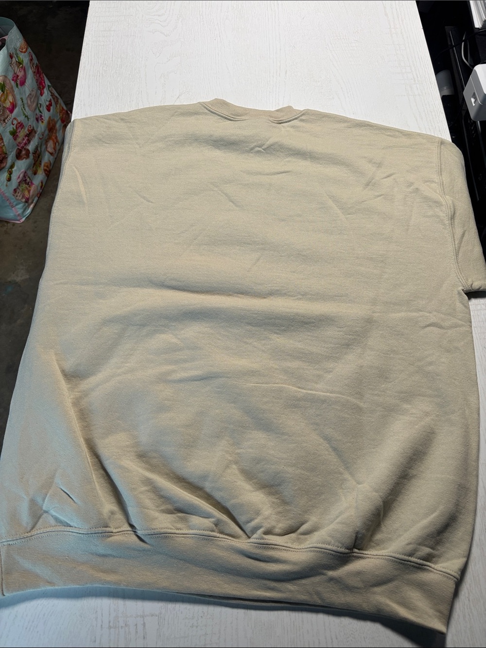 Gildan Beige Halloween Cat Sweatshirt with Pumpkin Graphics - Picture 3 of 3